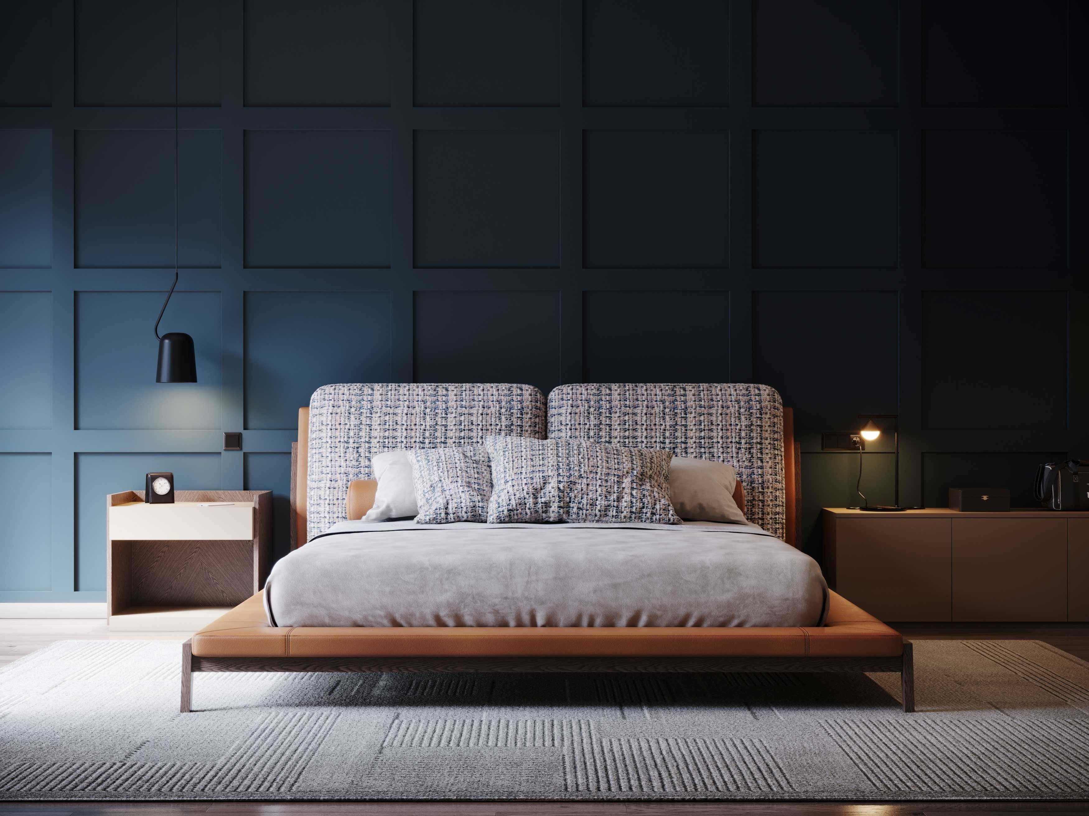 Двуспальная кровать из верблюда с мягким изголовьем Stylish Club Milos ARCH-00047409 - Вид №6