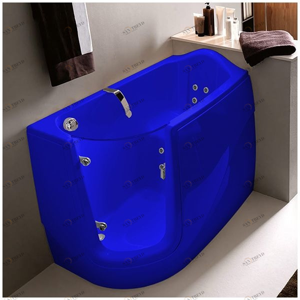 Ванна с гидромассажем GRUPPO TREESSE GEN-X V3317-DX синяя угловая сидячая с дверью правосторонняя STDV3317DXSI