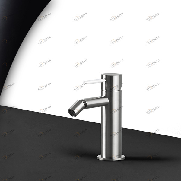 Смеситель для биде сталь матовая с белой ручкой Toki Radomonte TKS4SCIL11