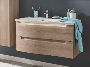 WUA36901SR(676/180) Puris Purefaction, тумба под раковину (2 ящика) 900 мм правая, цвет дуб чарлстон