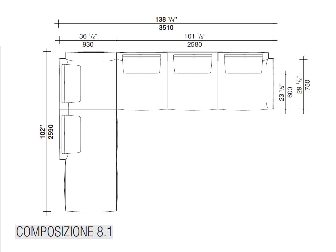 3-местный тканевый диван Lema JERMYN ARCH-00135220 - Вид №18