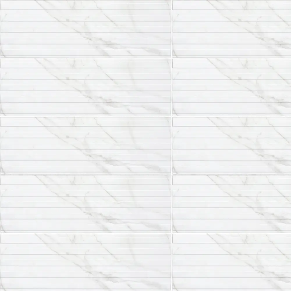 Плитка настенная Керамин Канцоне 7Д рельеф 90x30 см 1.35 м² цвет белый STLM-2142813 - Вид №1