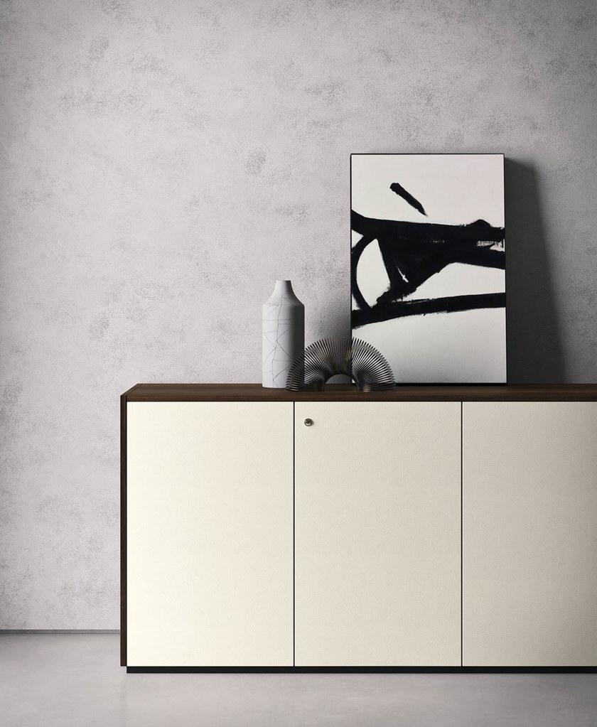 Sinetica Низкий офисный ящик для хранения в коже с распашными дверцами с замком Executive cabinets sun-id-1421736 - Вид №3