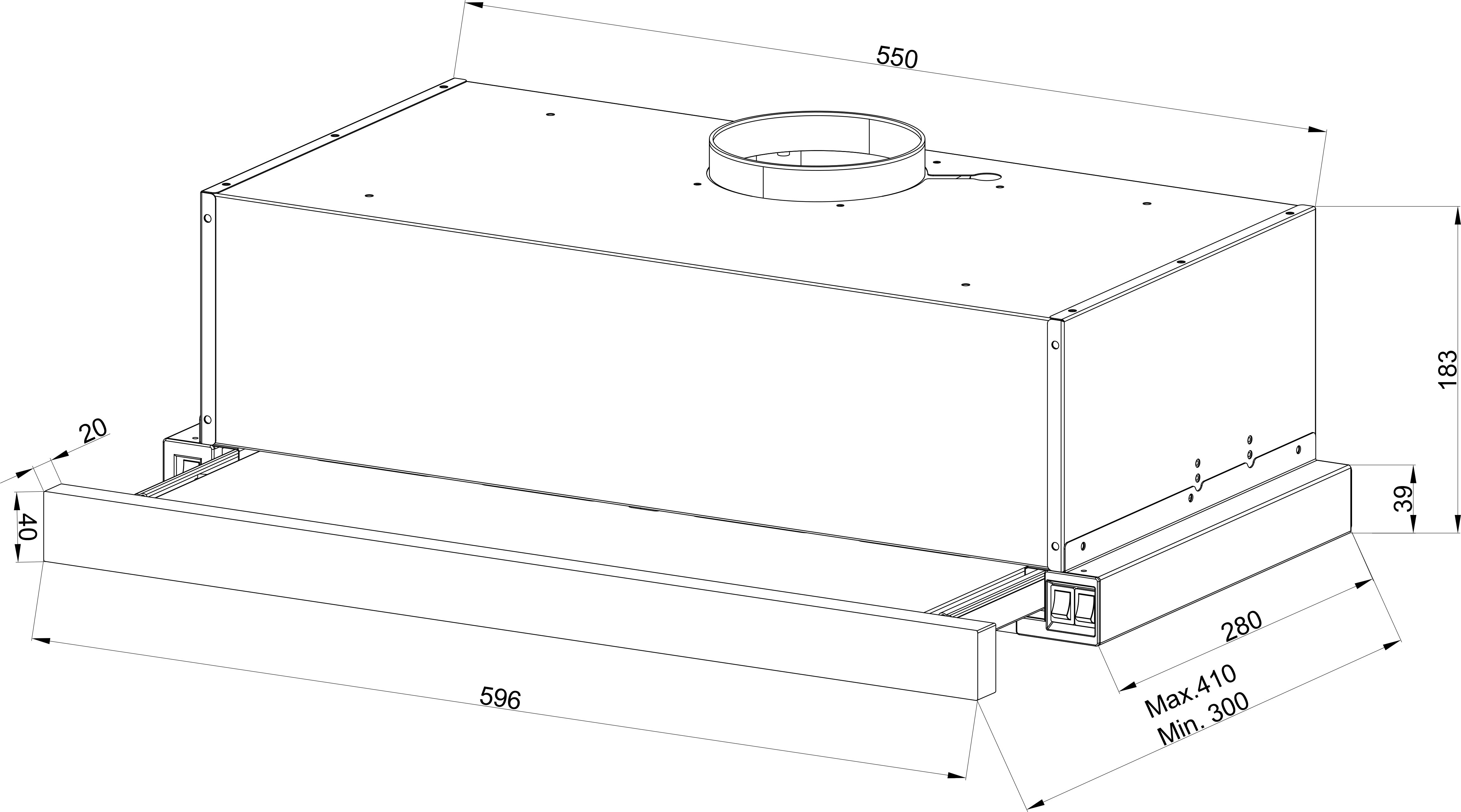 9121503 Вытяжка телескопическая Monsher LAUTREC 60 Noir черный/черный STDN-0028002 - Вид №3