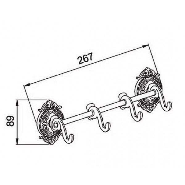 Планка на 4 крючка 27 см Hayta (Германия) Classic Bronze 13902-4/BRONZE sun-id-561750 - Вид №1
