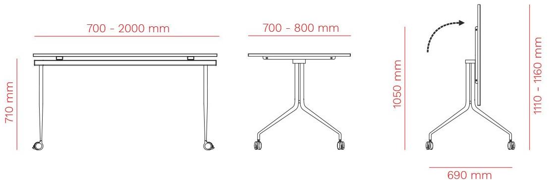 Mara Складной стол из ламината на колесиках  206r  - Вид №9