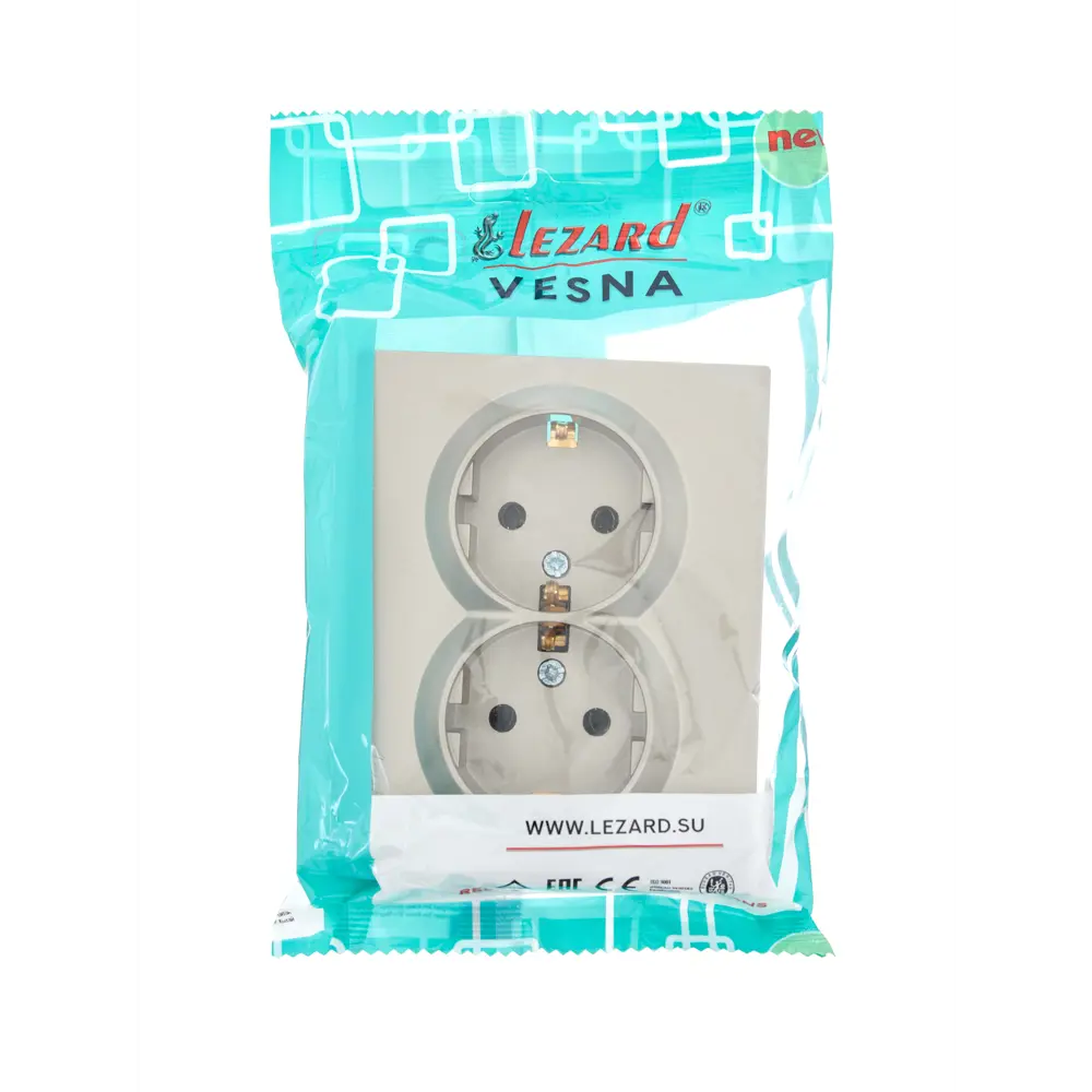 Двойная розетка Lezard Vesna с заземлением, цвет титан 87103776 STLM-1578265 - Вид №5