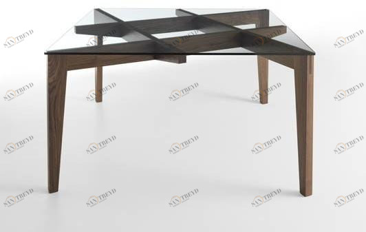 Casamania & Horm Квадратный стол из дерева и стекла Autoreggente sun-id-1347165