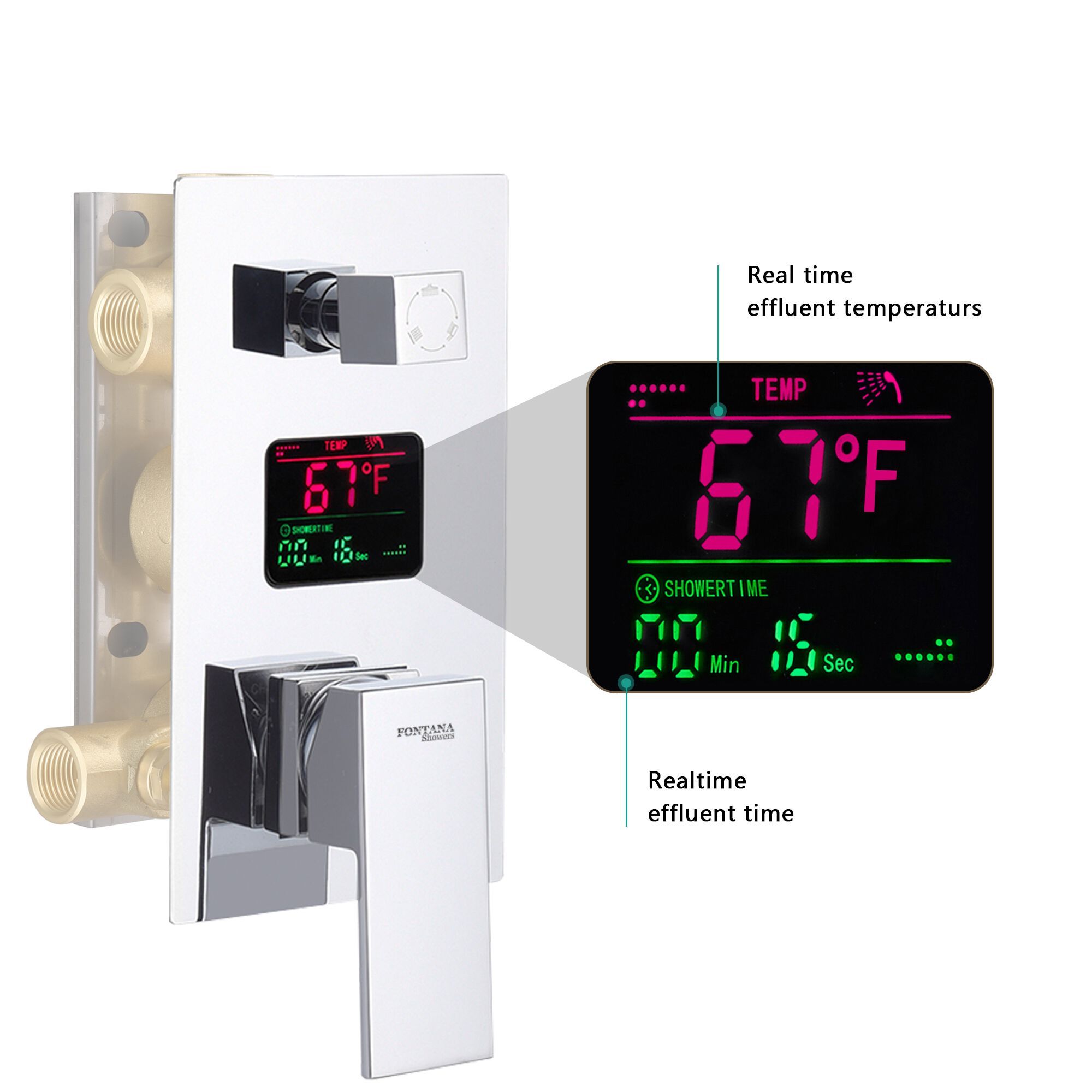 Электронный смеситель для душа с переключателем Fontana Showers GUIANA ARCH-00122168 - Вид №1