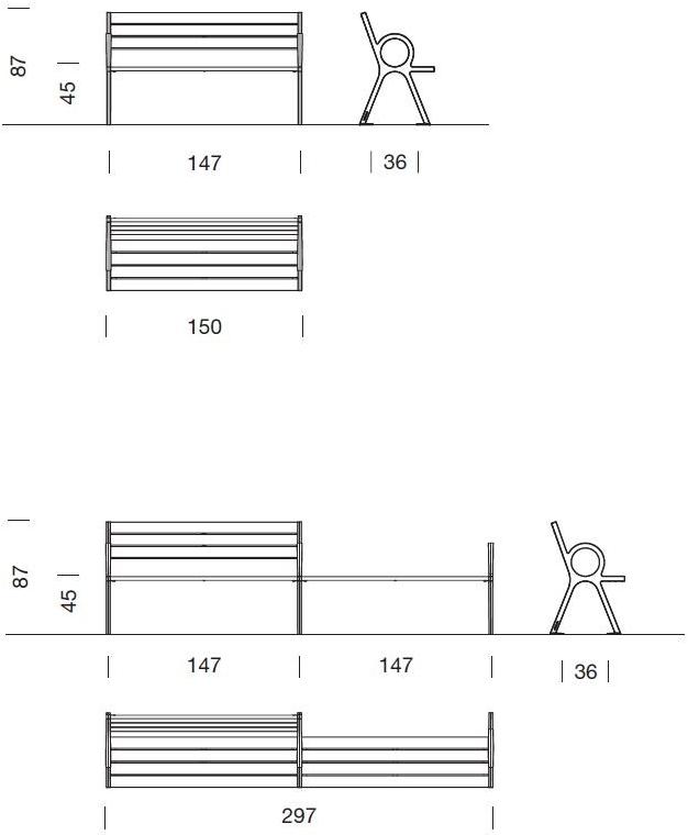 URBIDERMIS Скамья из дерева с подлокотниками со спинкой sun-id-1382356 - Вид №5