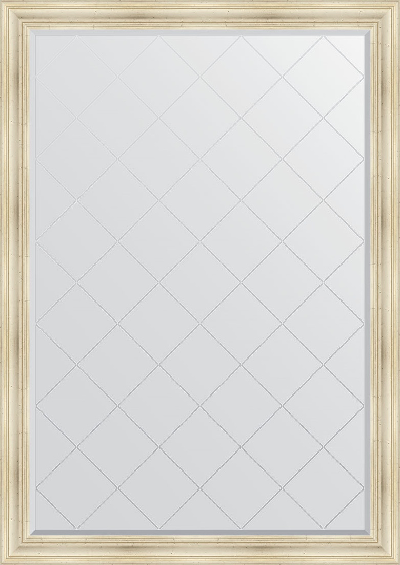 BY 4504 Зеркало с гравировкой в багетной раме - травленое серебро 99 mm EVOFORM Exclusive-G