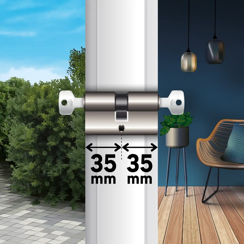 Цилиндр Standers TTBL1-3535NS, 35x35 мм, ключ/ключ, цвет никель STLM-2092061 - Вид №5