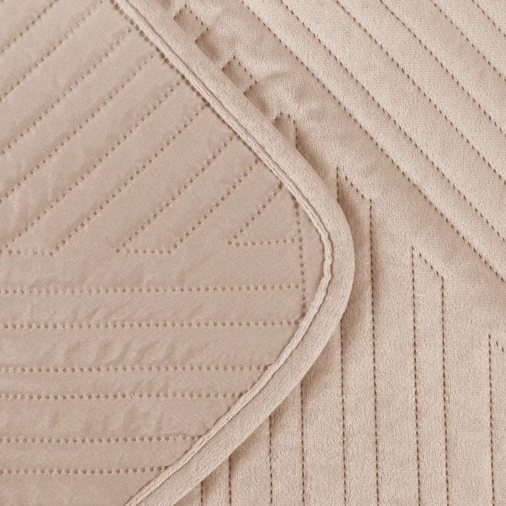 Покрывало 200x220 см велюр стёганый цвет пудра Santreyd STLM-2018836 - Вид №1