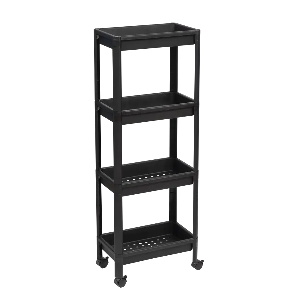 Этажерка для ванной комнаты широкая на колесах Vikea 39x23.4x105.5 см цвет черный 87818866 STLM-2109136 Santreyd