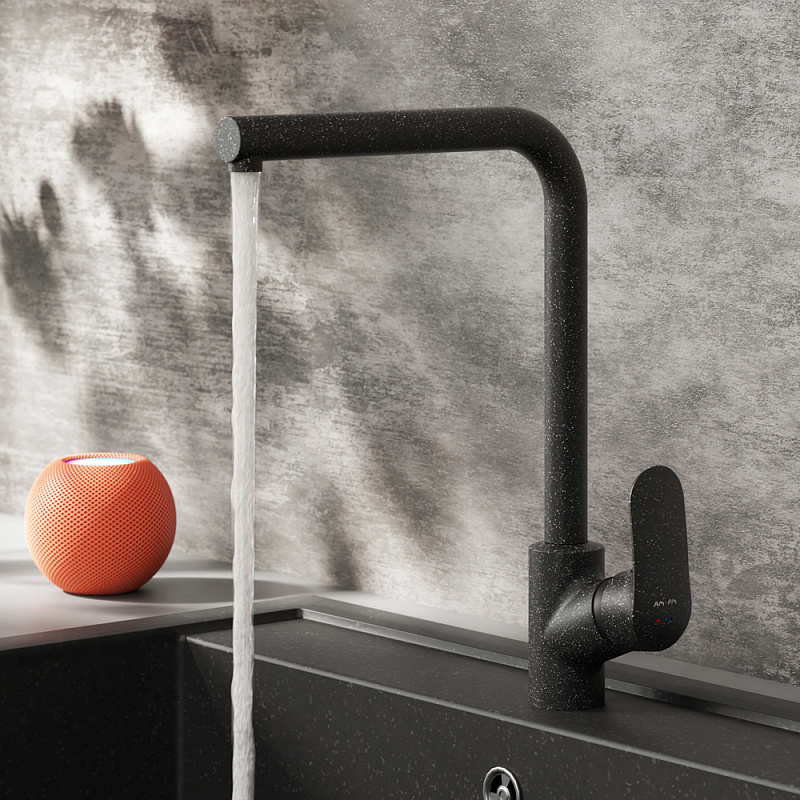 F8005022 смеситель для кухни L-образный излив черный шт. AM.PM Like - Вид №1