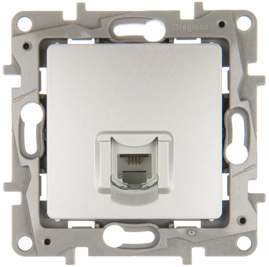Телефонная розетка Legrand Etika RJ11 алюминий для скрытого монтажа 17356901