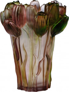 10647469 Cristal de Paris Ваза Cristal de Paris "Букет тюльпанов" 30см (пурпурная) Хрусталь