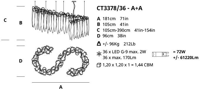 Serip Подвесной светильник из бронзы ручной работы Niagara Ct3378/36 - Вид №1