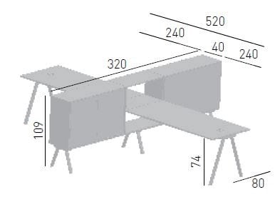 Множественный стол со встроенной полкой GABER WORKSTATION 2027 X VERSION ARCH-00099603 - Вид №3