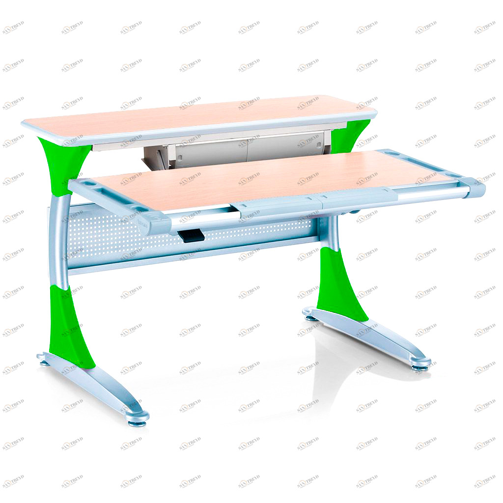 Парта Harvard с контейнером клен, зеленые накладки COMF-PRO  261397 Зеленый;бежевый Santreyd 