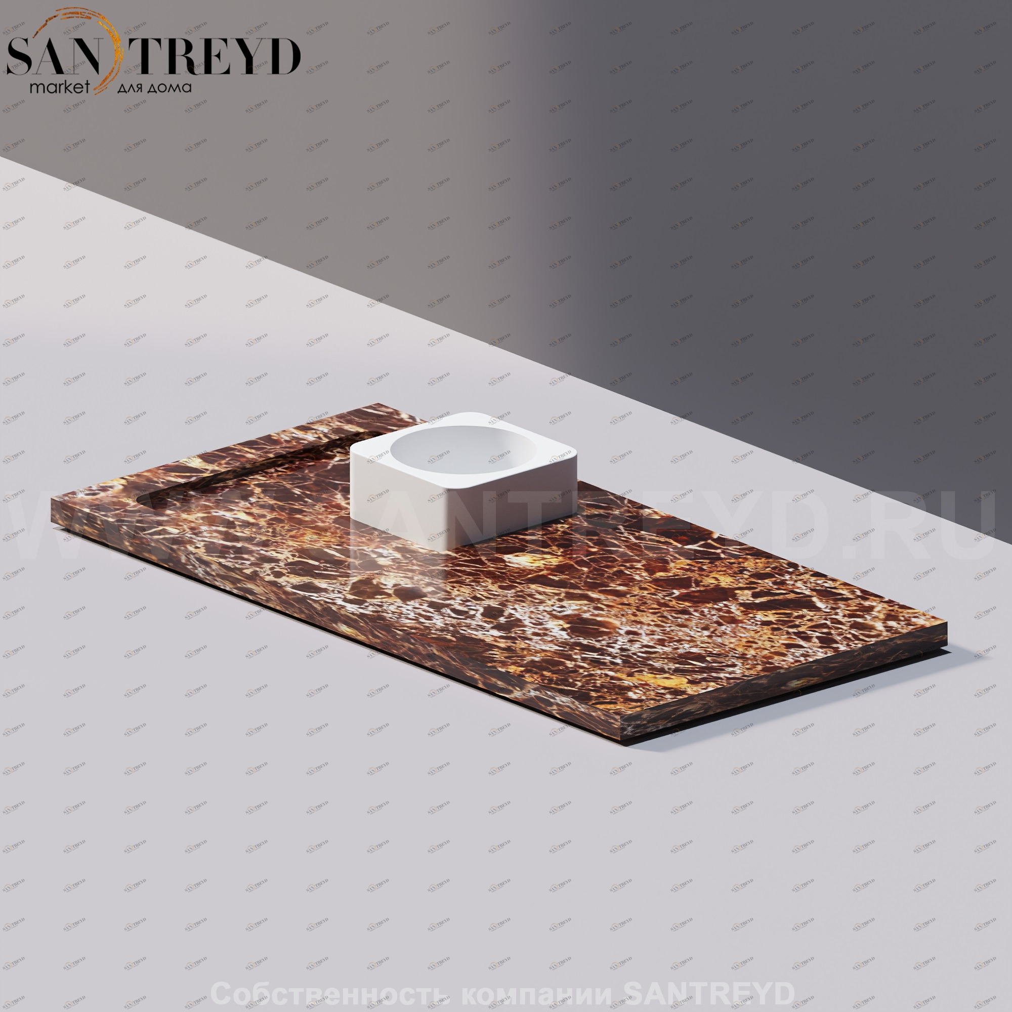 Agape SURF Мыльница / Универсальный лоток 20 см из коричневого мрамора ACOM627ED