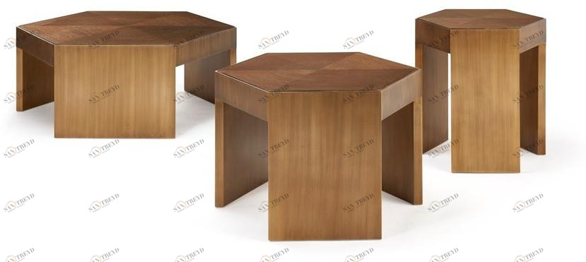 HUGUES CHEVALIER Шестиугольный деревянный журнальный столик Iconic sun-id-1494178