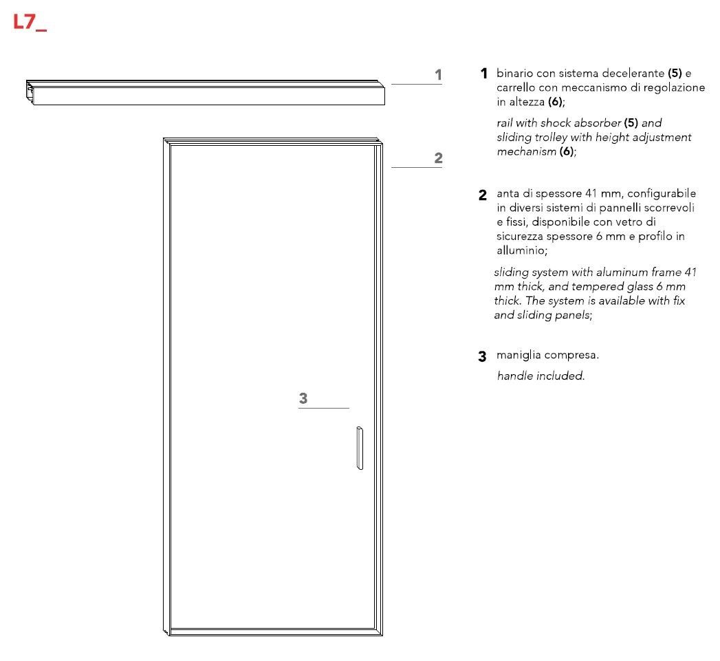 Алюминиевая и стеклянная дверь Lualdi раздвижные и поворотные системы из стекла ARCH-00048158 - Вид №5