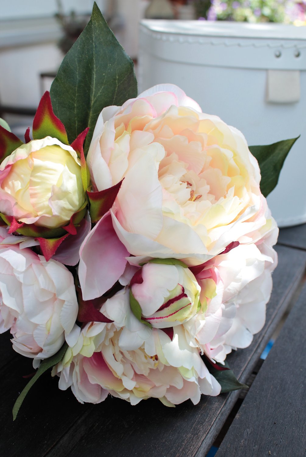 2618 753 a3 Пион шелковый, 6-кратный, 35 см, бежево-абрикосовый H-andreas  - Вид №2