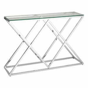 Консоль стеклянная 115х30 см прозрачная с серебром "Инсигния" STOOL GROUP  00-3881886 Серебро