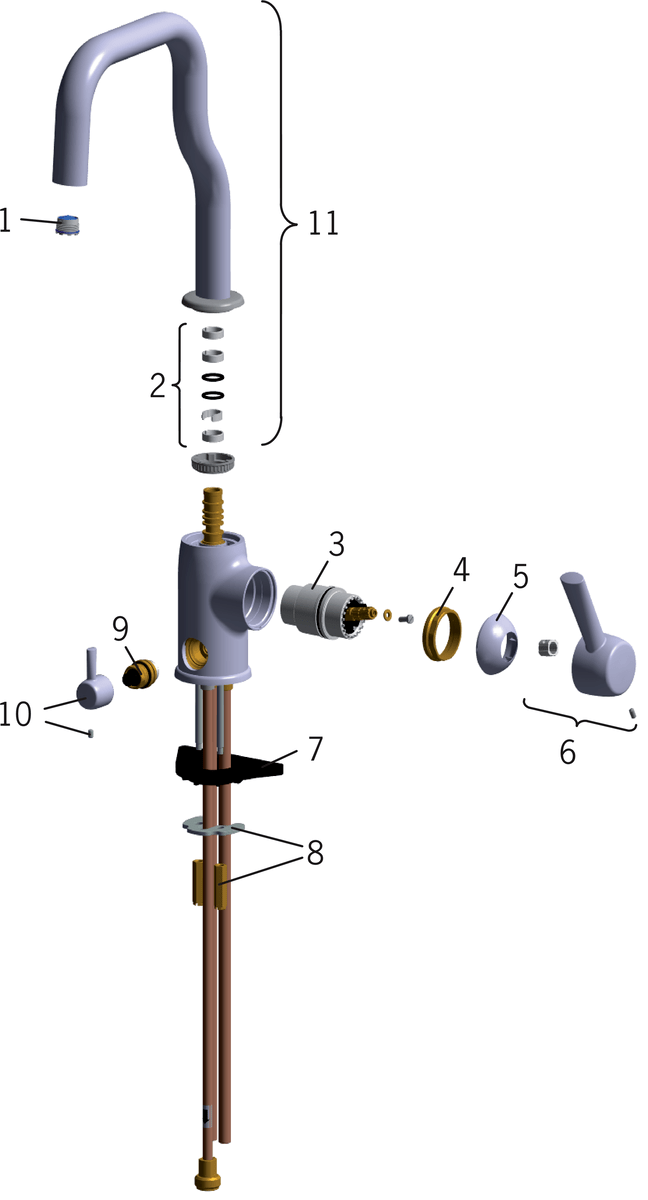 Oras 8535 Смеситель для кухни с клапаном 8535 LA CUCINA ALESSI Хром  - Вид №6