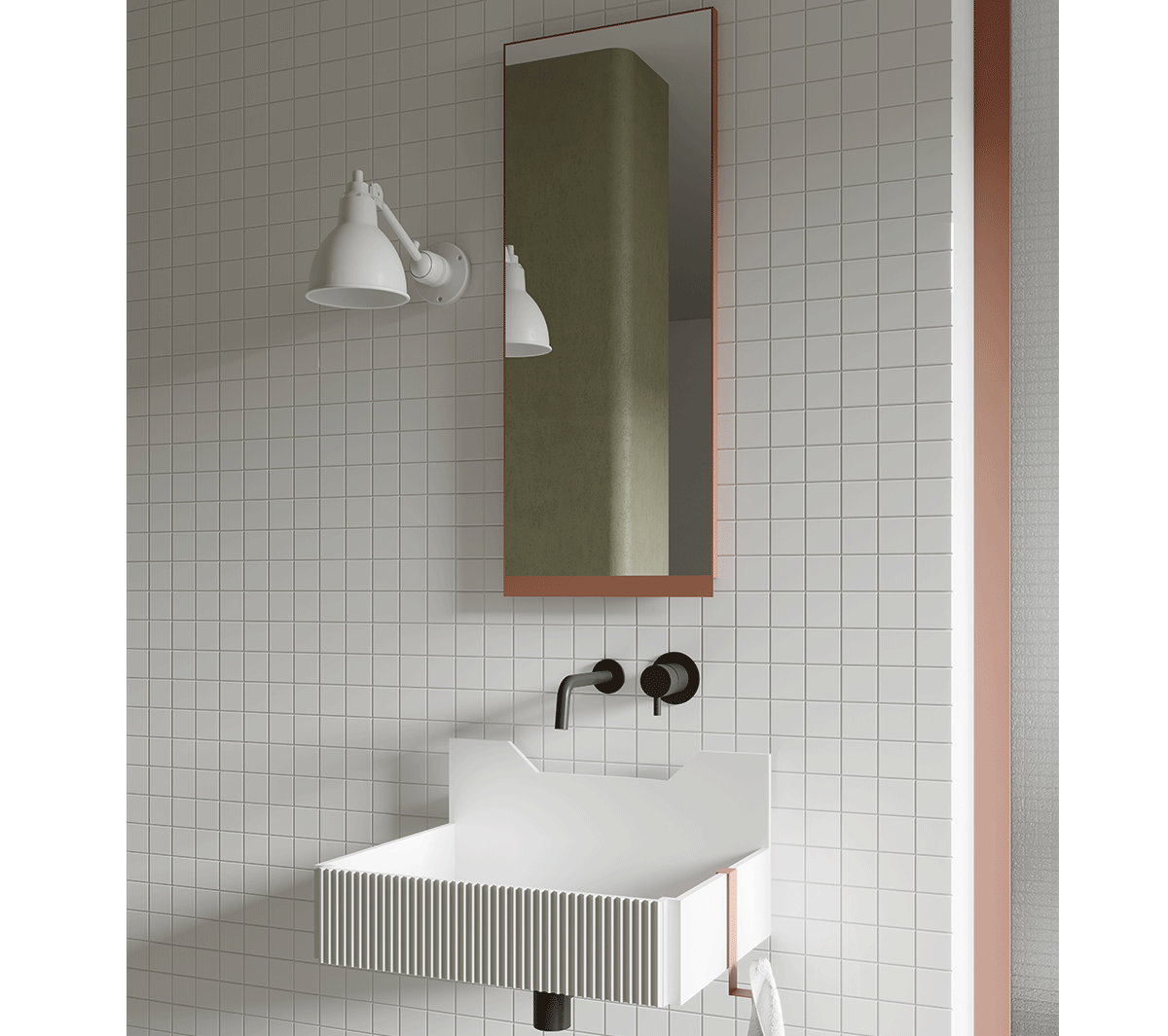 com_EXLAVFRIEZE2L Подвесная раковина настенная прямоугольная Ex.T Frieze белая - Вид №1