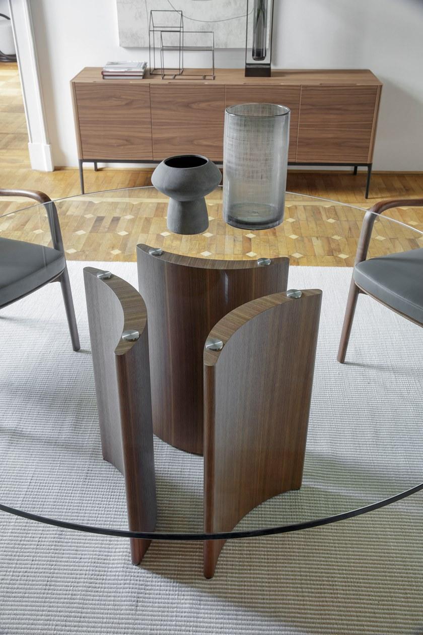 Porada Круглый хрустальный стол и подставка из ореха каналетта Twenty sun-id-1361441 - Вид №2