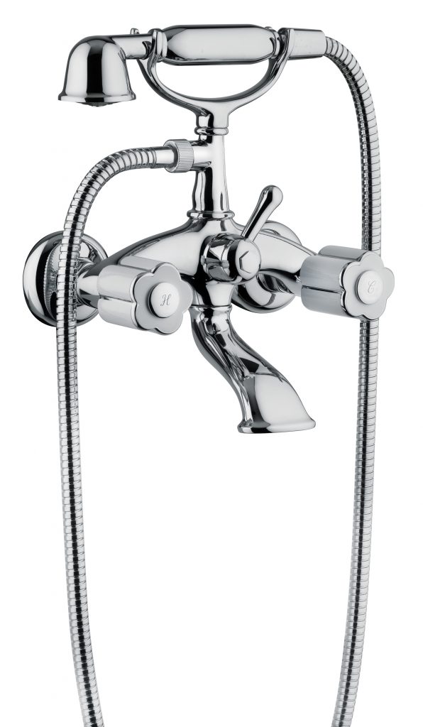 11526 БЕЛЫЙ-12526 ЧЕРНЫЙ Внешний смеситель для ванны и душа с душевым комплектом. Bongio Fleur Blanc&Noir 11526 BLANC-12526 NOIR