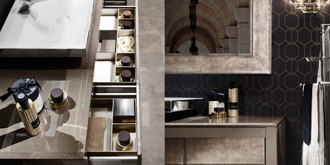 Комбинация ванной комнаты R02 в отделке Alligator gold MILLDUE RITZ RITZ02 - Вид №3