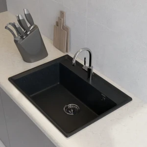 Granfest Level - врезная кухонная мойка из мраморной крошки черного цвета 89404388