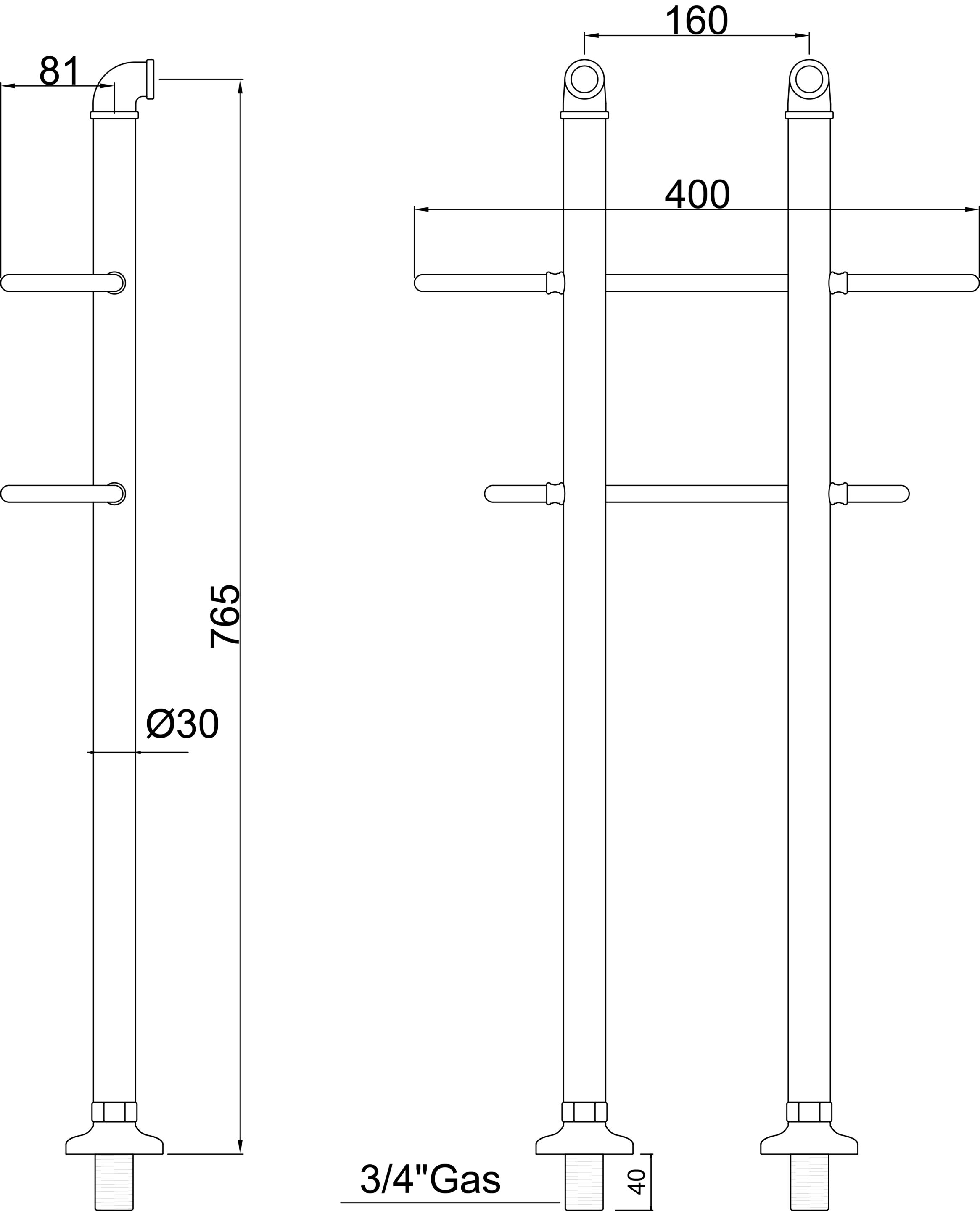 Напольный смеситель для ванны с ручным душем Park Avenue Джеймс ARCH-00131739 - Вид №4