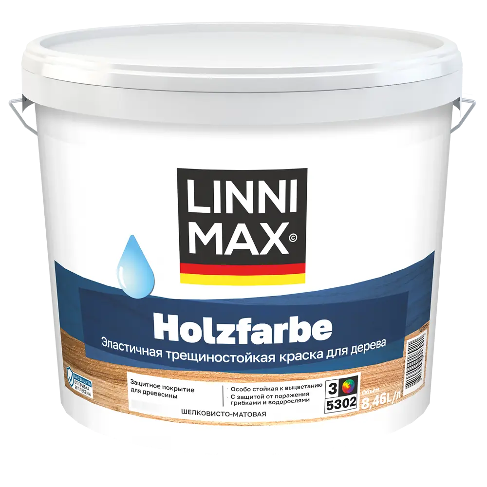 Фасадная краска LINNIMAX Holzfarbe прозрачная шелковисто-матовая 8.46 л 89379748 STLM-1335346