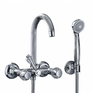 Смеситель для ванны с душевым гарнитуром ½“, настенный монтаж JOERGER Cronos Crystal