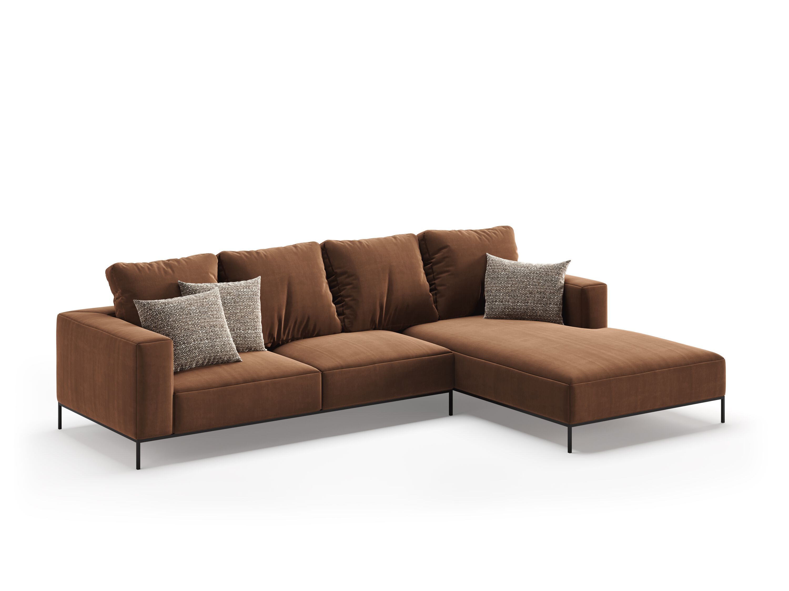 Бархатный диван с полуостровом PRADDY Miller ARCH-00040345 - Вид №1