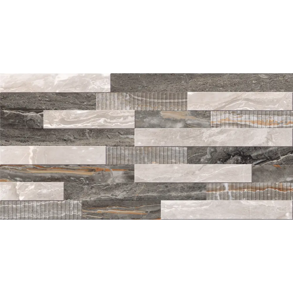 Керамогранит Vitra Bergamo 3D 30x60 см 1.08 м² цвет серо-коричневый STLM-2201881