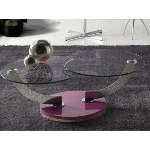 Журнальный столик стеклянный на бордовом основании 120 см F1169AA от Angel Cerda ANGEL CERDA  241782 Красный;прозрачный