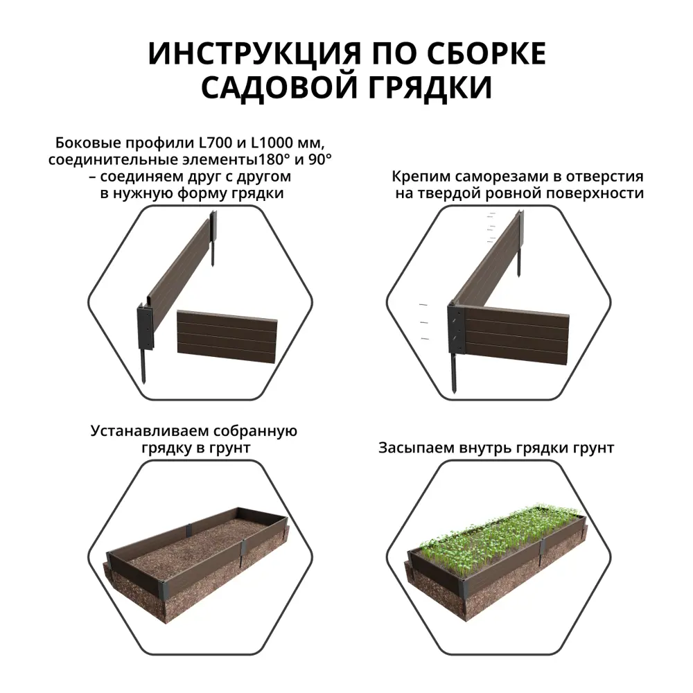 Грядка садовая Gidrolica 207x74x16 см цвет коричневый Santreyd STLM-2014838 - Вид №4
