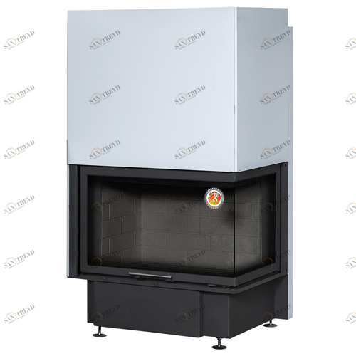 Каминная топка Экокамин Дельта 800RB угловая правая с черным шамотом 6498