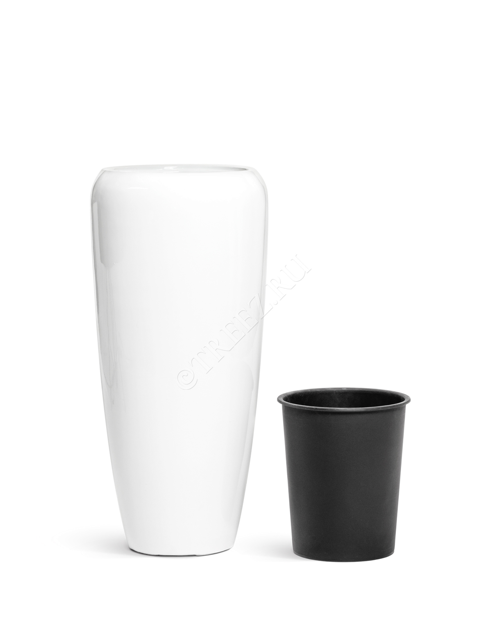 41.3320-05-036-WH-117 Кашпо  Effectory - серия Gloss - Высокий конус Design - Белый глянцевый лак Цветочная коллекция  - Вид №8