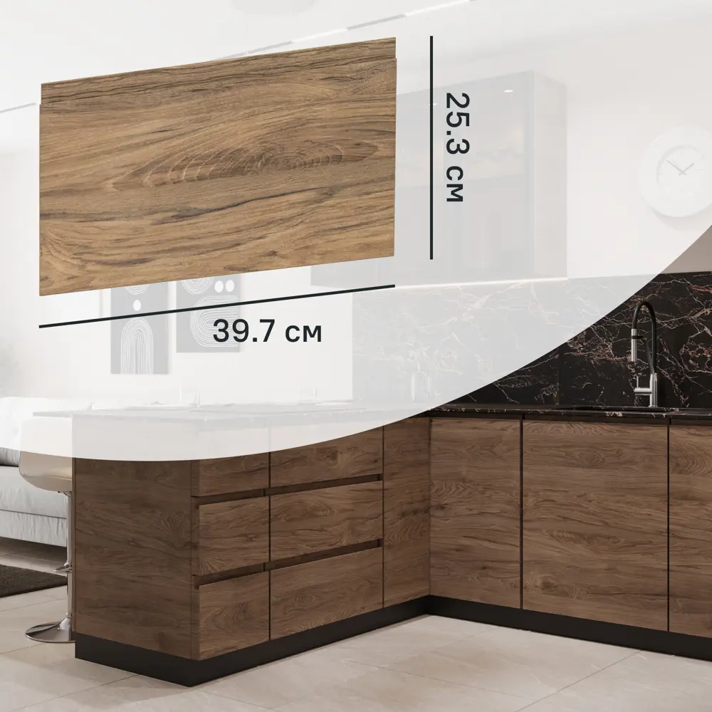 Фасад кухонного шкафа Токио 39.7x25.3 см KONSENSA ЛДСП цвет темное дерево Токио темное дерево STLM-2003224