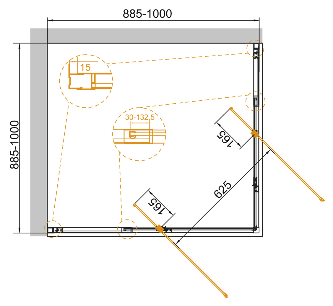 Душевой уголок CEZARES VARIANTE-A/AH-2-90/100-C-Cr  - Вид №1