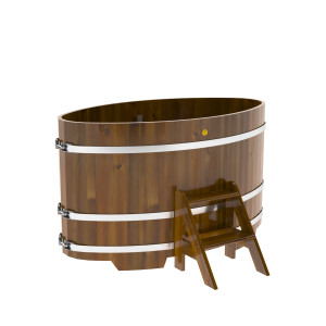 2271 Купель овальная из лиственницы Рустик 0,92х1,66х1,0 морёная Alyarus