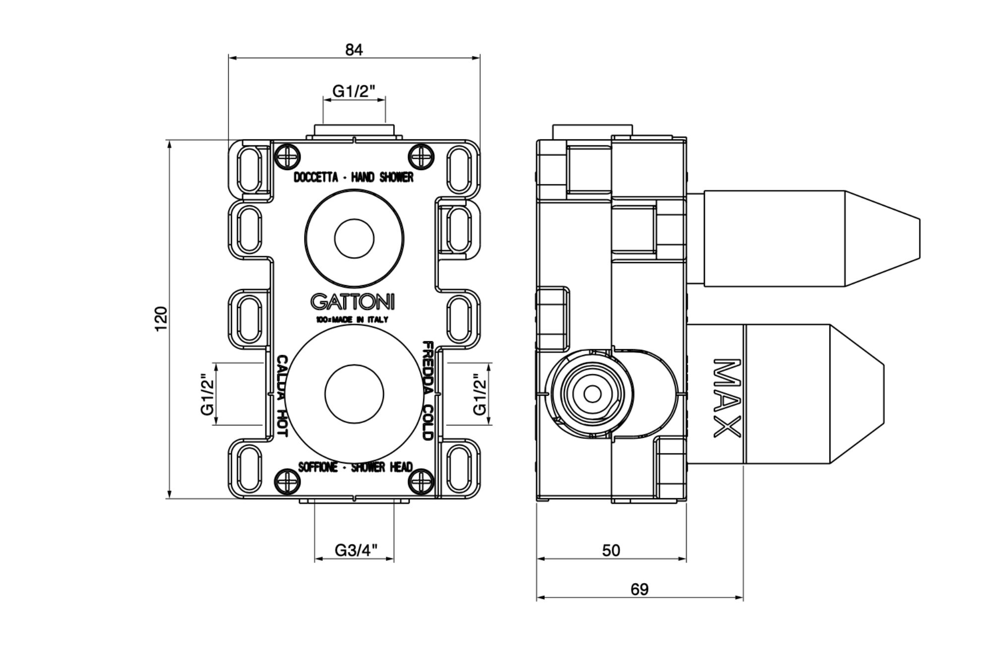 Встраиваемый корпус для смесителя GATTONI Mach 10 ARCH-00028566 - Вид №2
