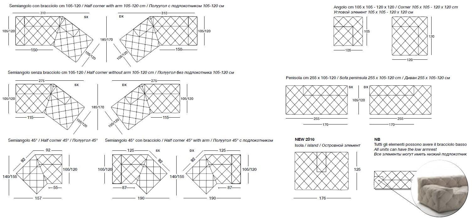 Longhi Секционный кожаный диван Loveluxe W 500 - Вид №5