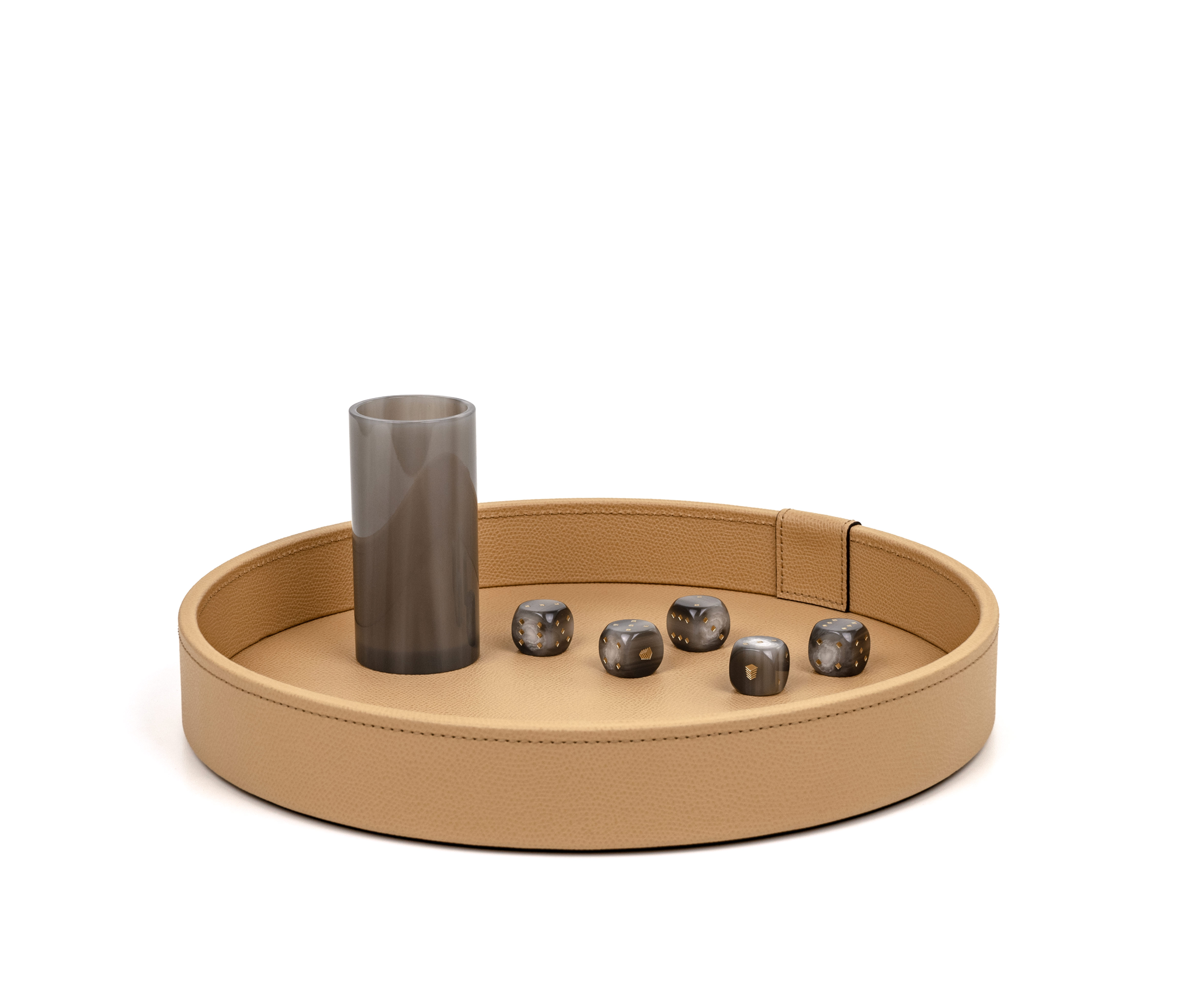 Набор игральных костей - Ø30 см / плетеная кожа_COFFEE Pinetti 00.1027.061.015